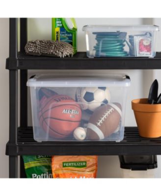 IRIS USA, 60 Quart Stack &amp; Pull Plastic Storage Box with Buckles and Lid, Clear