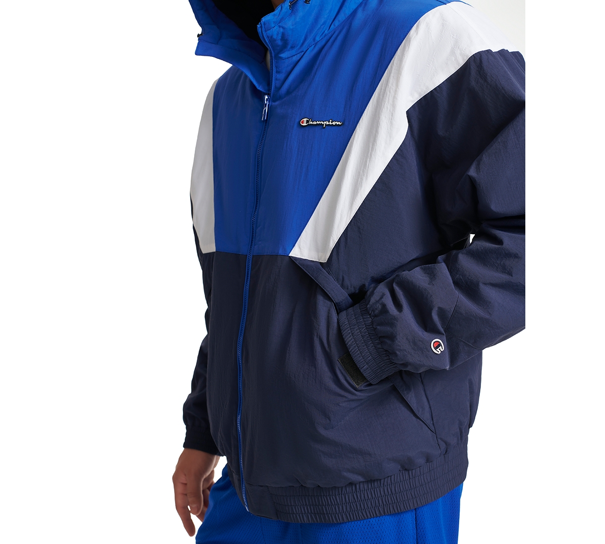 Champion Men's Retro Taslon Color Block Performance Hooded Jacket