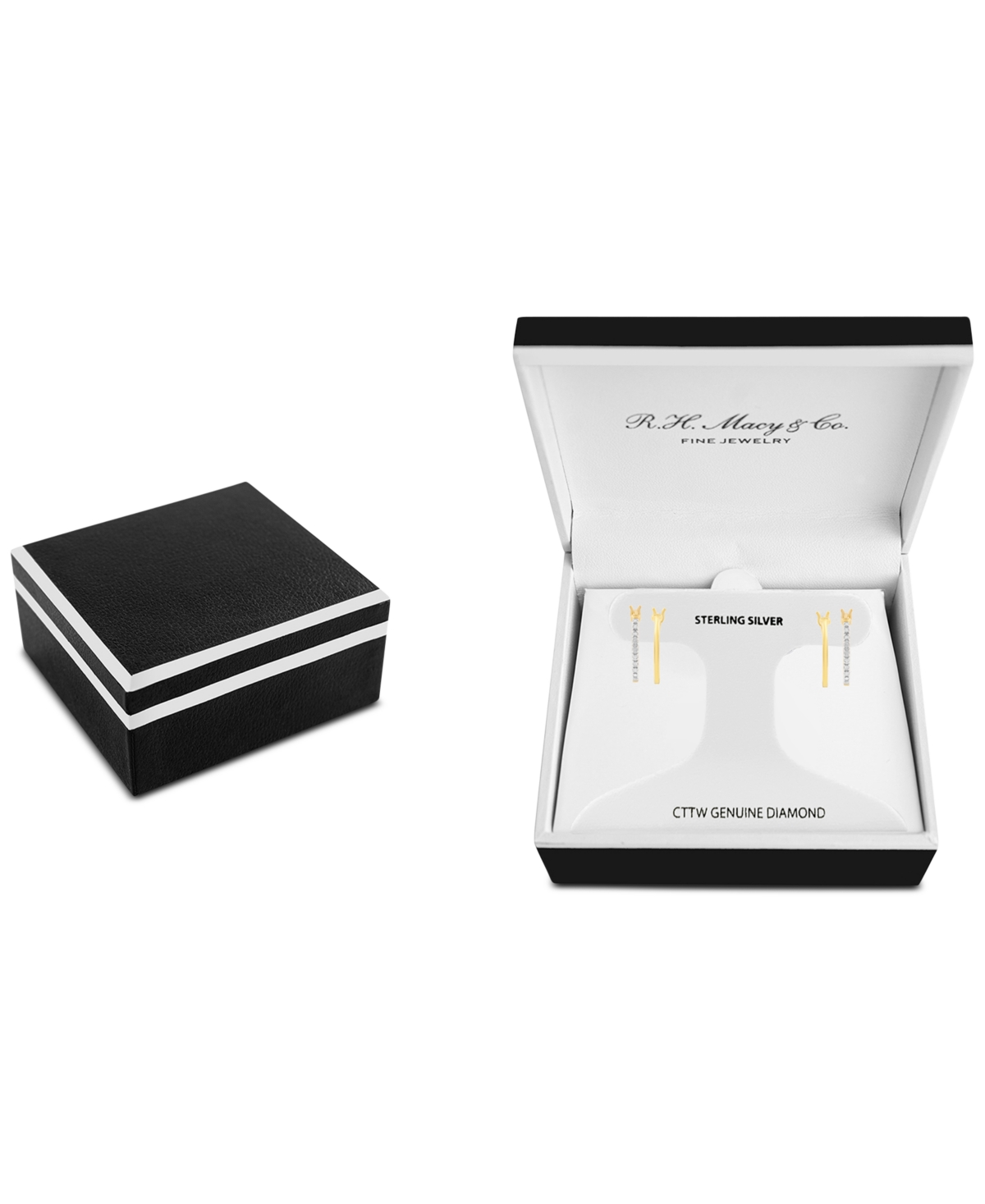 Macy's 2-pc. Set Diamond In & Out And Polished Small Hoop Earrings (1/6 Ct. T.w.) In 14k Gold-plated Sterli In Gold-plated Sterling Silver