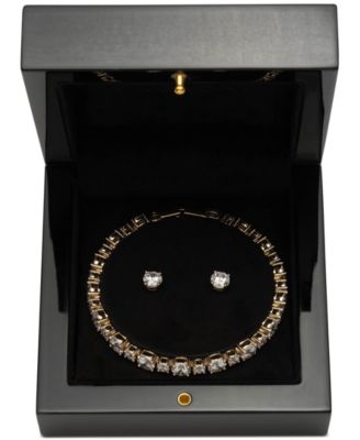 Cubic Zirconia Tennis Bracelet & Stud Earrings Set
