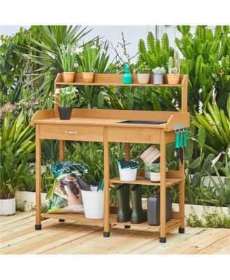 47.6  H Wood Potting Bench