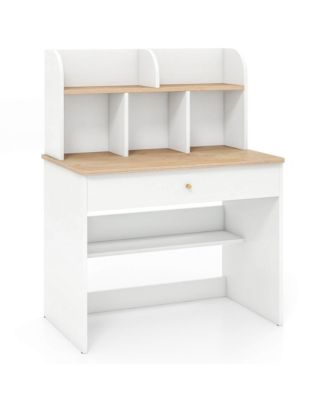 31.5&amp;#x22; Engineered Wood Kids Study Desk with Hutch, Drawer &amp; Rounded Corners &amp;#x2013; Children&#39;s Writing Table
