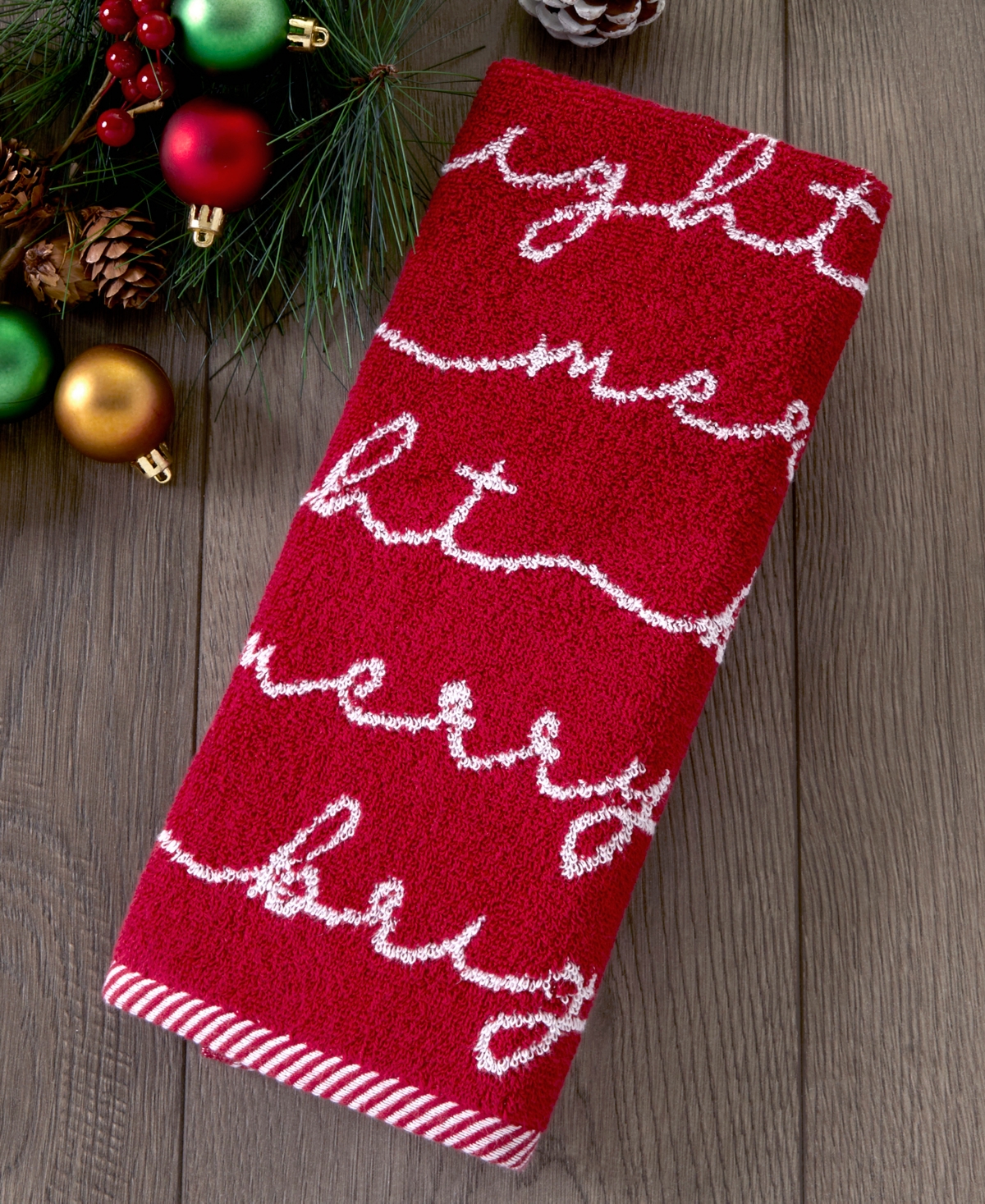 Skl Home Merry And Bright Jacquard Cotton 2-pc Hand Towel Set, 16" X 25" In Red