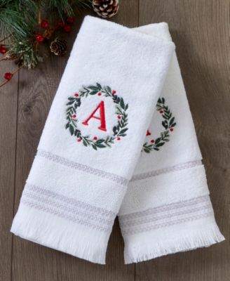 Wreath Monogram Cotton Hand Towel, 16" x 26"
