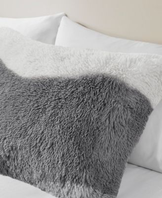Cassie Ombre Shaggy Faux Fur 3 Piece Comforter Set, Full/Queen