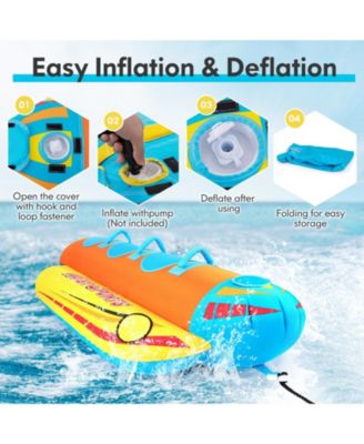 3-Person Inflatable Banana Boat with 3 EVA-padded Seats and Handles