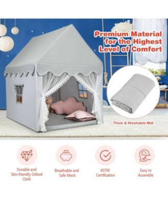 Kids Large Play Castle Fairy Tent with Mat-Gray