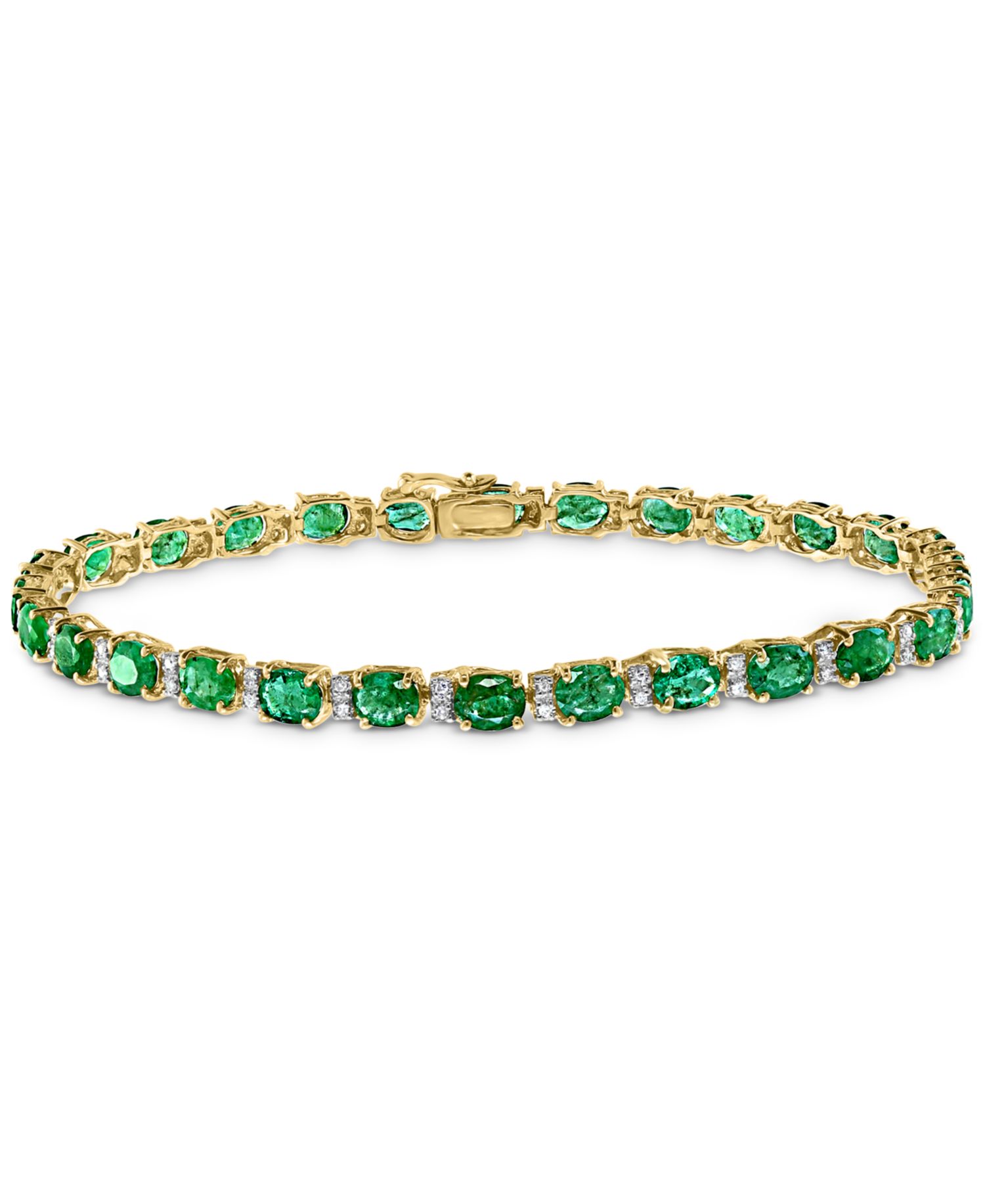 EFFY® Emerald (9-1/3 ct. t.w.) and Diamond (1/4 ct. t.w.) Tennis Bracelet in 14k Gold (Also Available in Brasilica by EFFY® Sapphire)