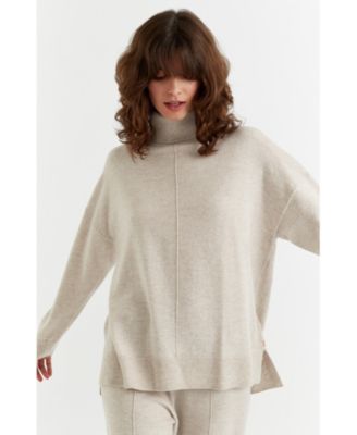 Women's Relaxed Roll Neck Wool & Cashmere Sweater