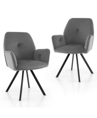 Set of 2 Swivel Accent Arm Chairs with Metal Legs and Wide Back