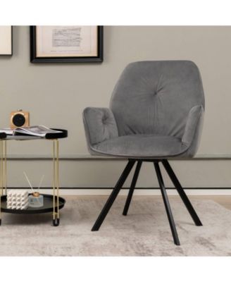 Set of 2 Swivel Accent Arm Chairs with Metal Legs and Wide Back