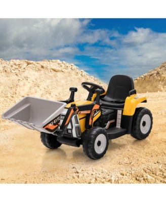 12V Battery Powered Kids Ride on Excavator with Adjustable Arm and Bucket-Yellow
