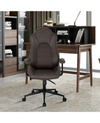 High Adjustable Back Executive Office Chair with Armrest-Brown