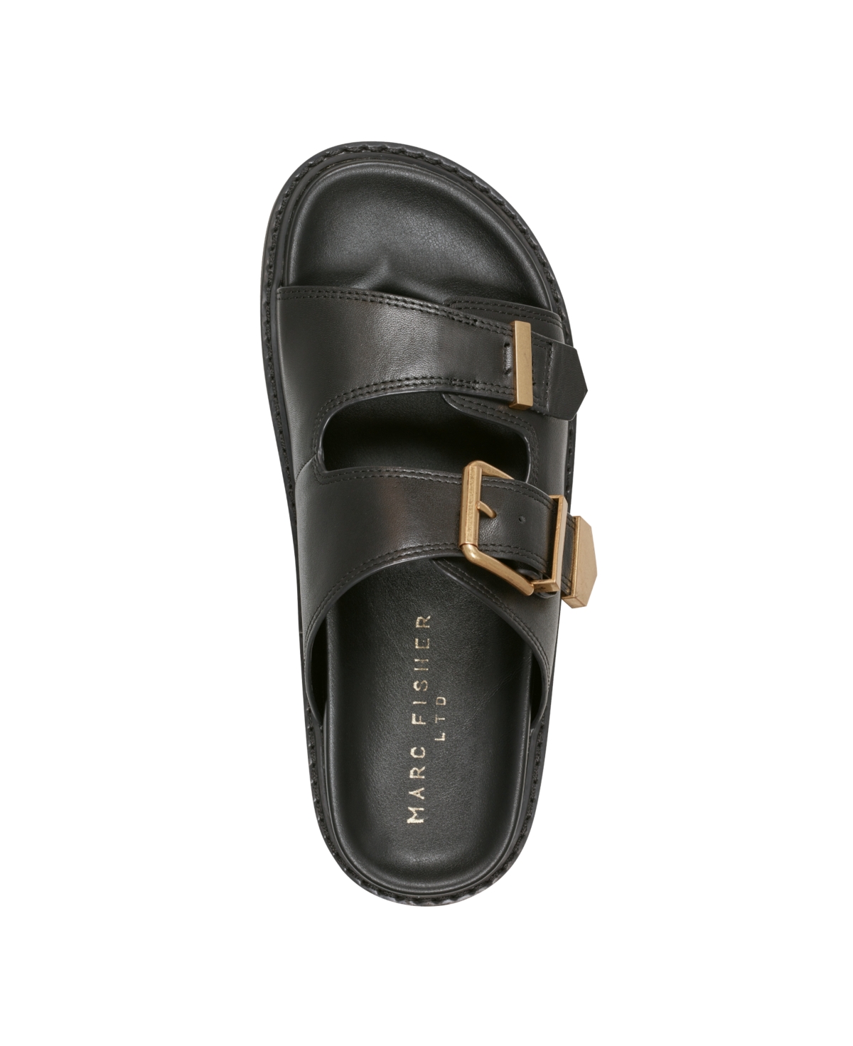 Marc Fisher Ltd Amirra Platform Slide Sandal In Black Leather