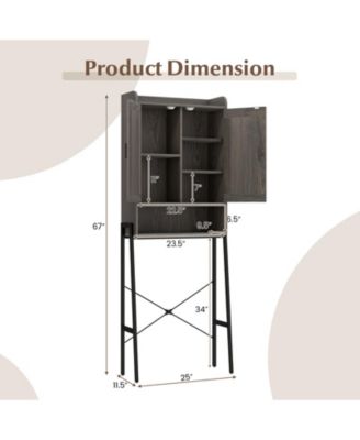 Over the Toilet Storage Cabinet Space Saver Organizer with Double Doors-Gray