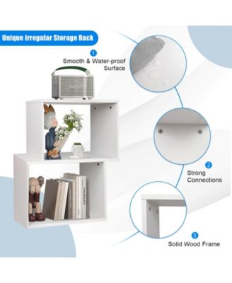 74.8" MDF Wood 6-Tier S-Shaped Bookshelf Freestanding Bookcase Storage Organizer for Living Room & Office