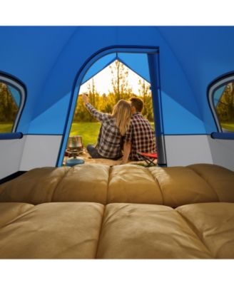 3 Person Outdoor Camping Tent with Removable Floor Mat for Camping Hiking Traveling-Blue