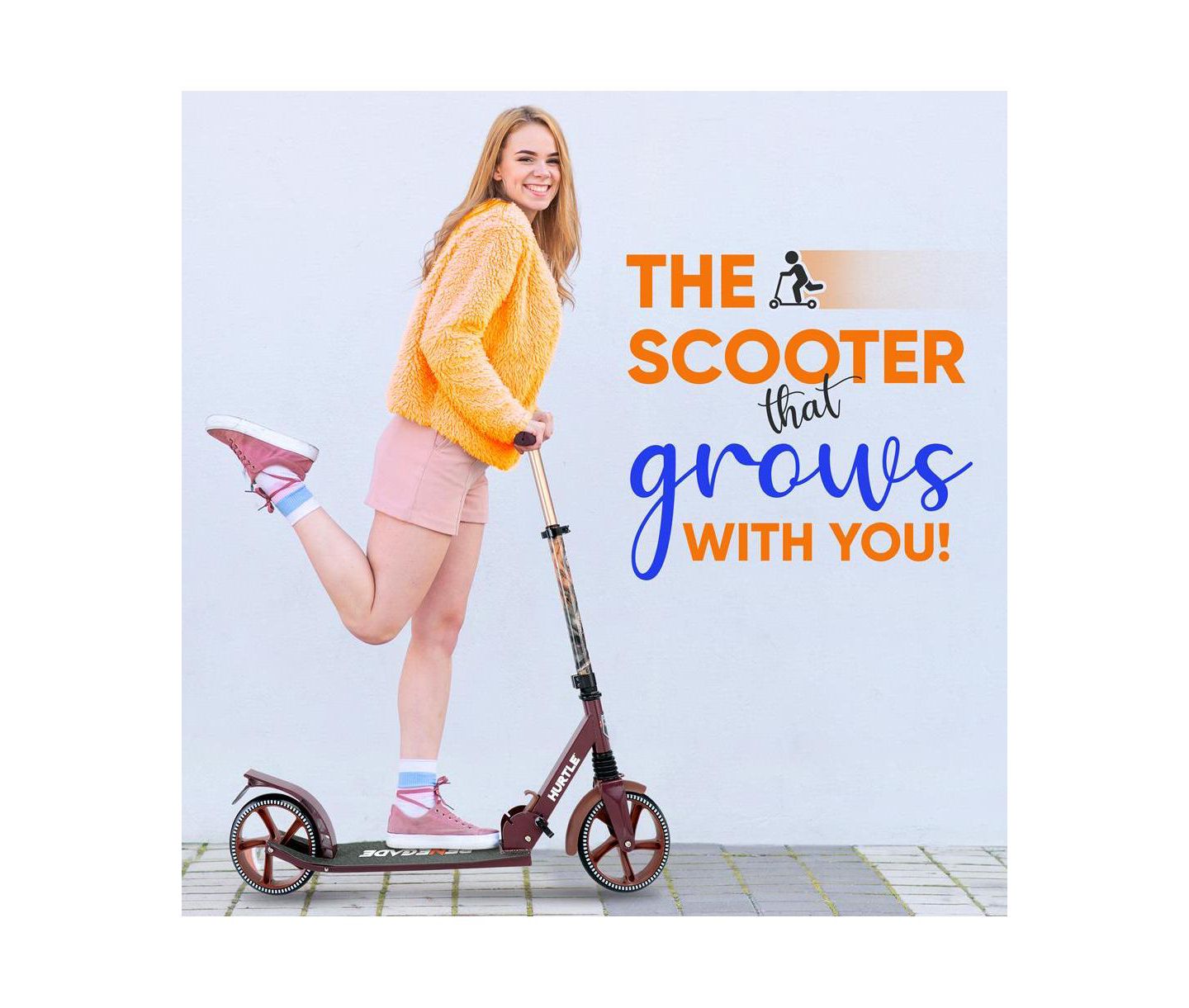 Детская игрушка Hurtle Renegade Aluminum Alloy Foldable Lightweight Kick Scooter, 220 LB Capacity, Ages 8+ — фото 7