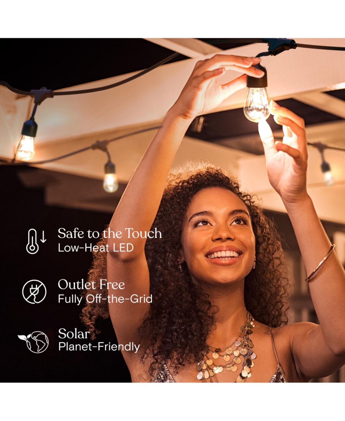 Brightech Ambience Pro 27 ft. Outdoor Solar Led 1-Watt String Lights with Soft White Hue