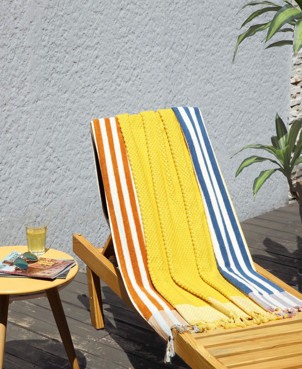 Sunday Citizen Striped Turkish Cotton Beach Towel, 39" X 70" In Yellow