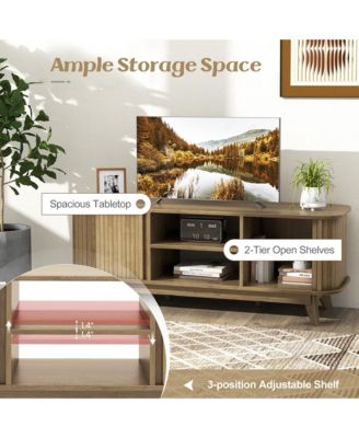 TV Stand – Fits TVs up to 55", 2 Open Shelves, Sliding Doors – Stylish Media Cabinet for Living Room Entertainment Setup