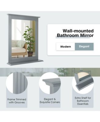 Wall-Mounted Multipurpose Vanity Mirror with Shelf-Gray