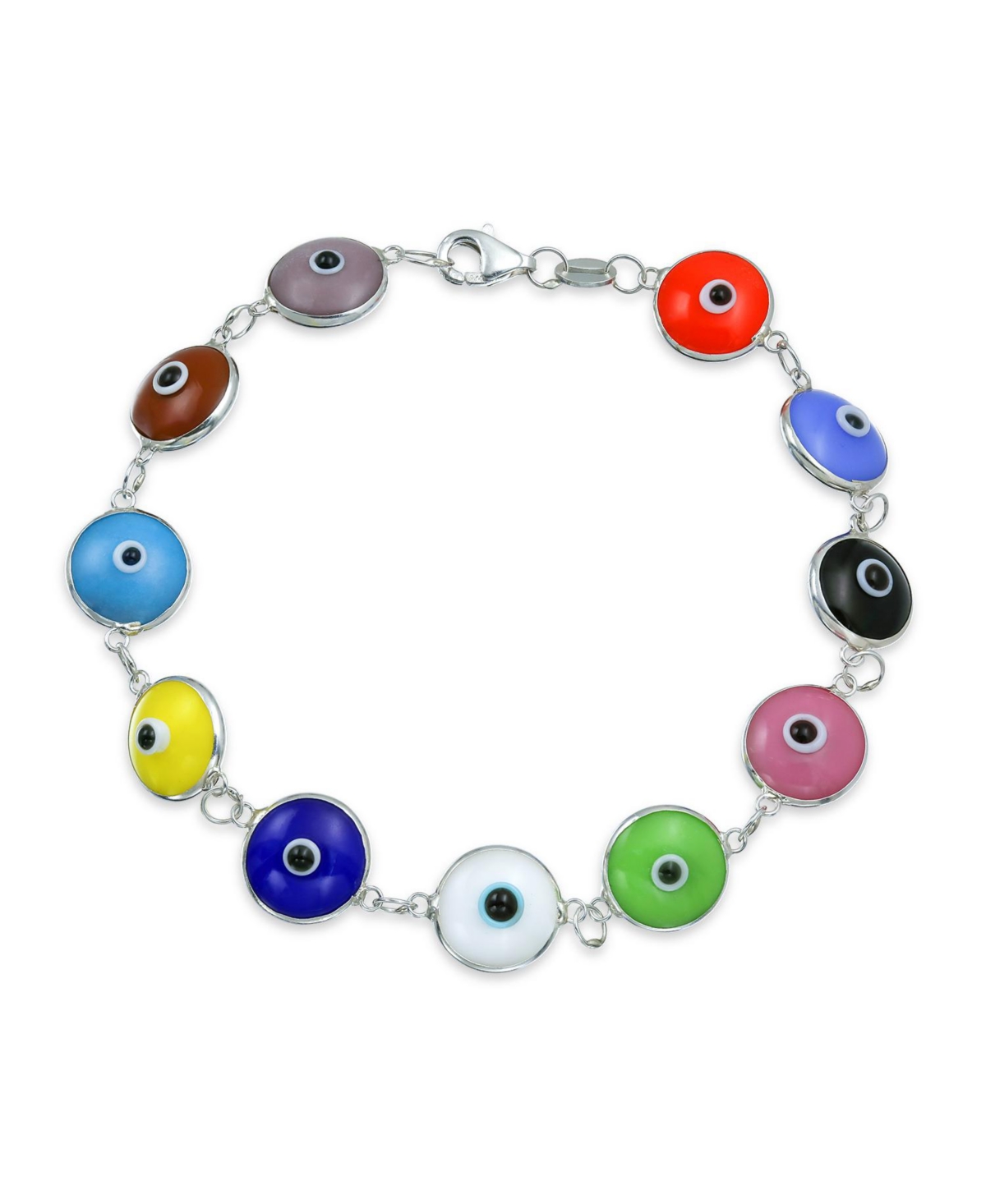Protection Good Luck Amulet Strand Bracelet Multicolor Evil Eye Beads 7-7.5 Inch - Multi-color