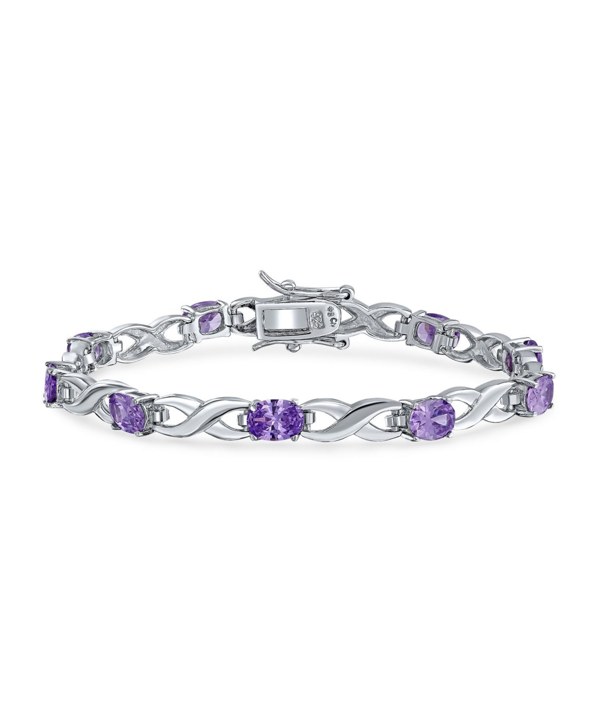 9CT Oval Cz Alternating Infinity Tennis Bracelet Sterling Silver - Purple