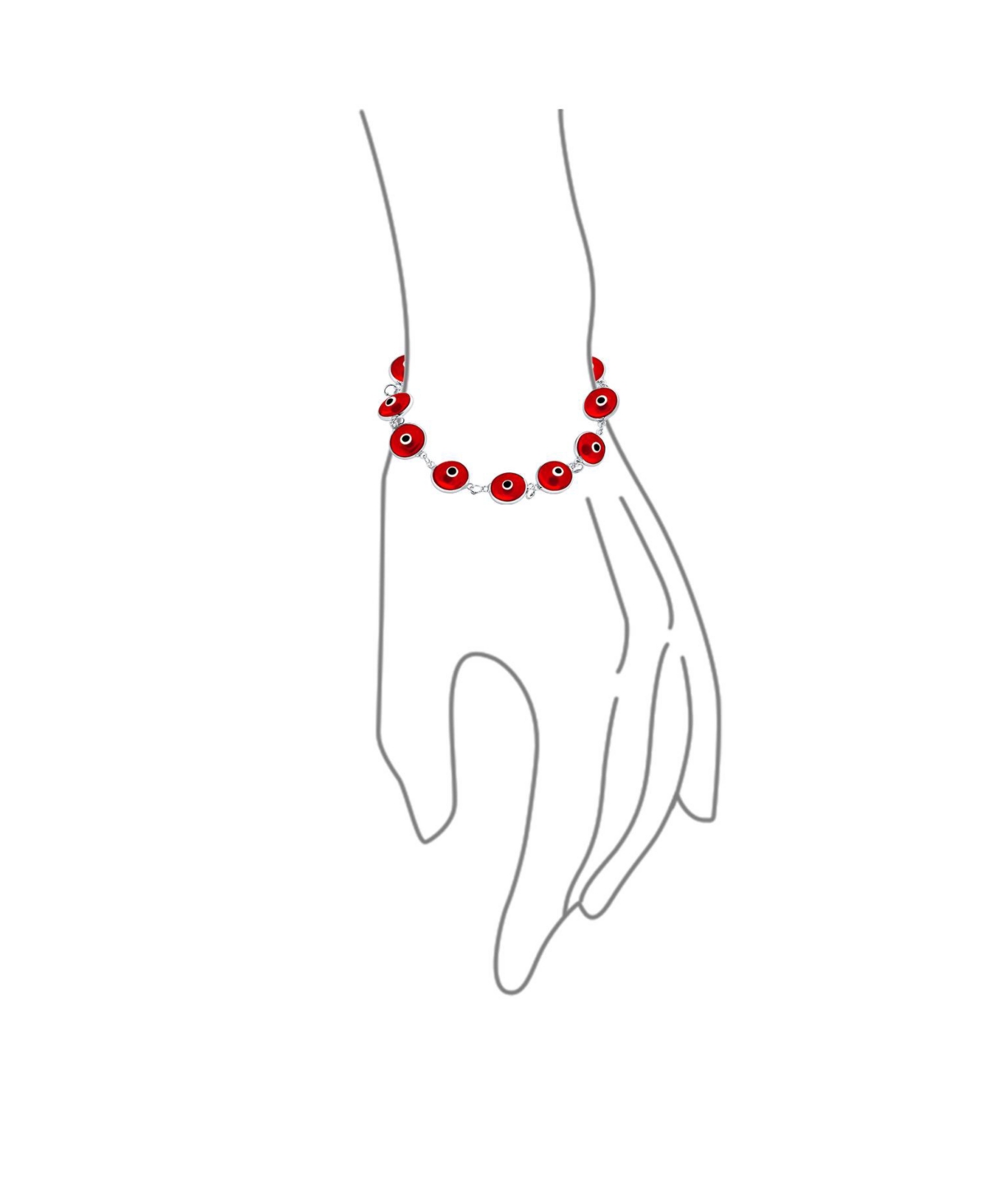 Bling Jewelry Protection Good Luck Amulet Turkish Translucent Red Glass Bead Evil Eye Bracelet For Women Sterling Silver