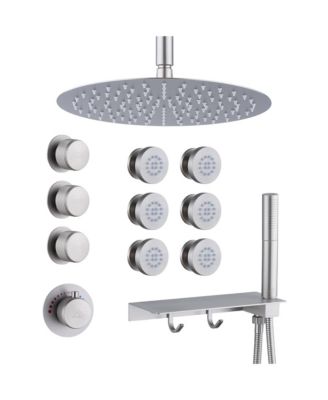 CASAINC 12 Inch Round Ceiling Mounted Fixed Handheld Shower Head - Macy's