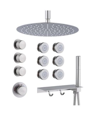 CASAINC 12 Inch Round Ceiling Mounted Fixed Handheld Shower Head - Macy's