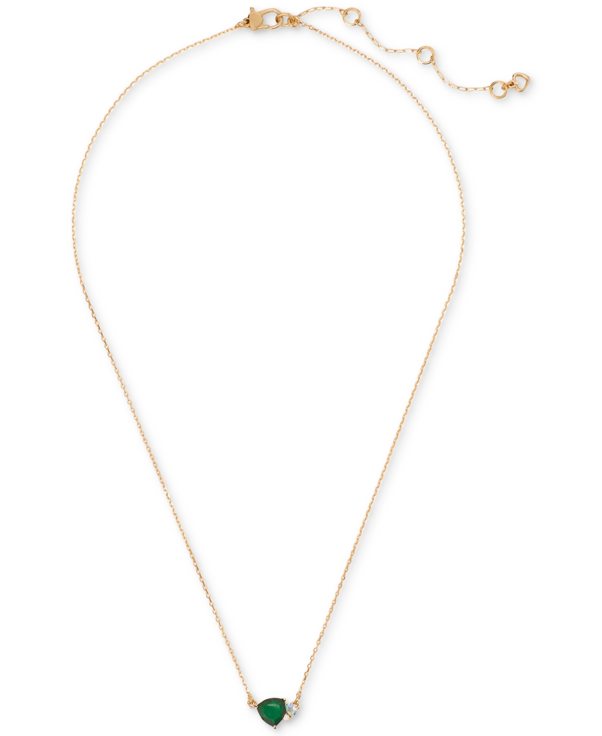 Cubic Zirconia Pendant Necklace, 16" + 3" extender - Green Mult