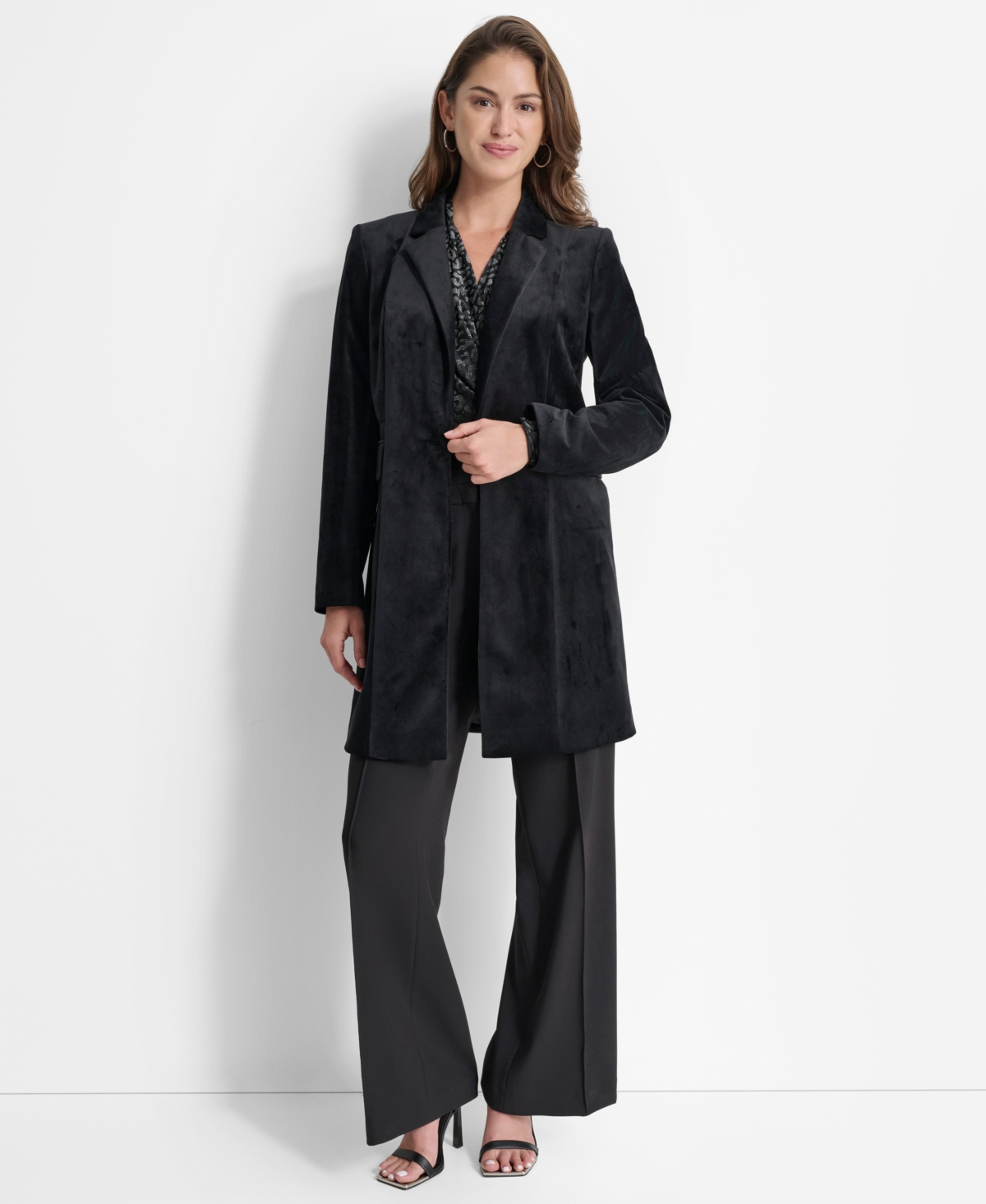 Dkny Women's Notch-Collar Single-Button Velvet Jacket