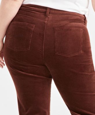 Plus Size High-Rise Straight-Leg Corduroy Pants