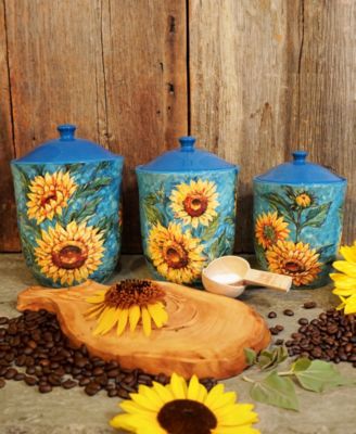 Golden Sunflowers Set of 3 Canisters
