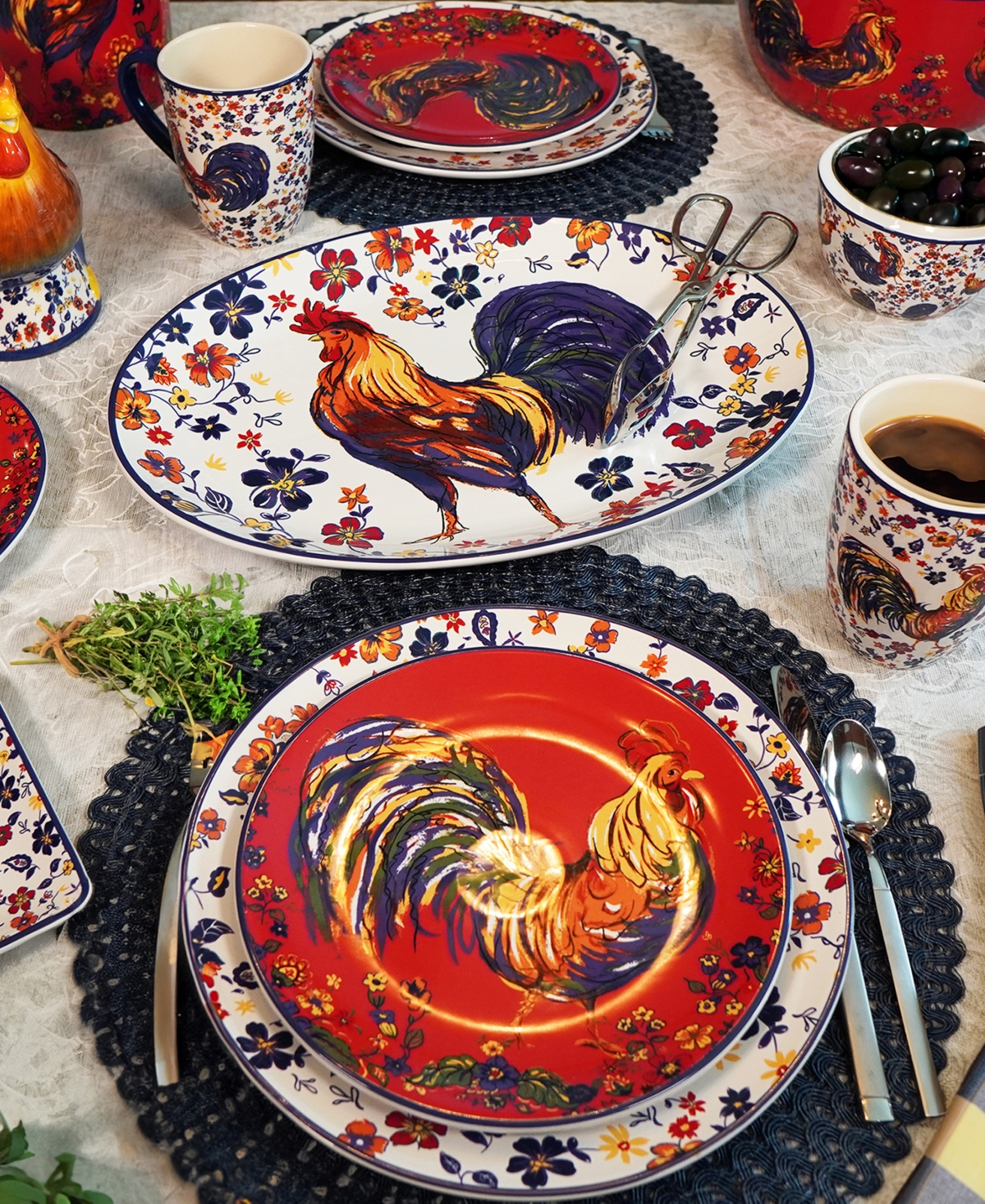 Certified International Morning Rooster 16pc Dinnerware Set In Miscellaneous