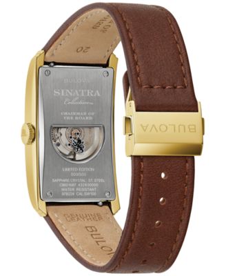 Men's Automatic Frank Sinatra Chairman of the Board Brown Leather Strap Watch 26mm