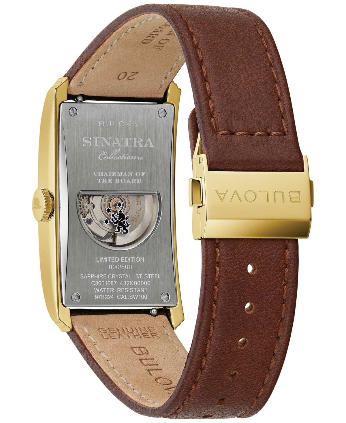 BULOVA MEN'S AUTOMATIC FRANK SINATRA CHAIRMAN OF THE BOARD BROWN LEATHER STRAP WATCH 26MM 