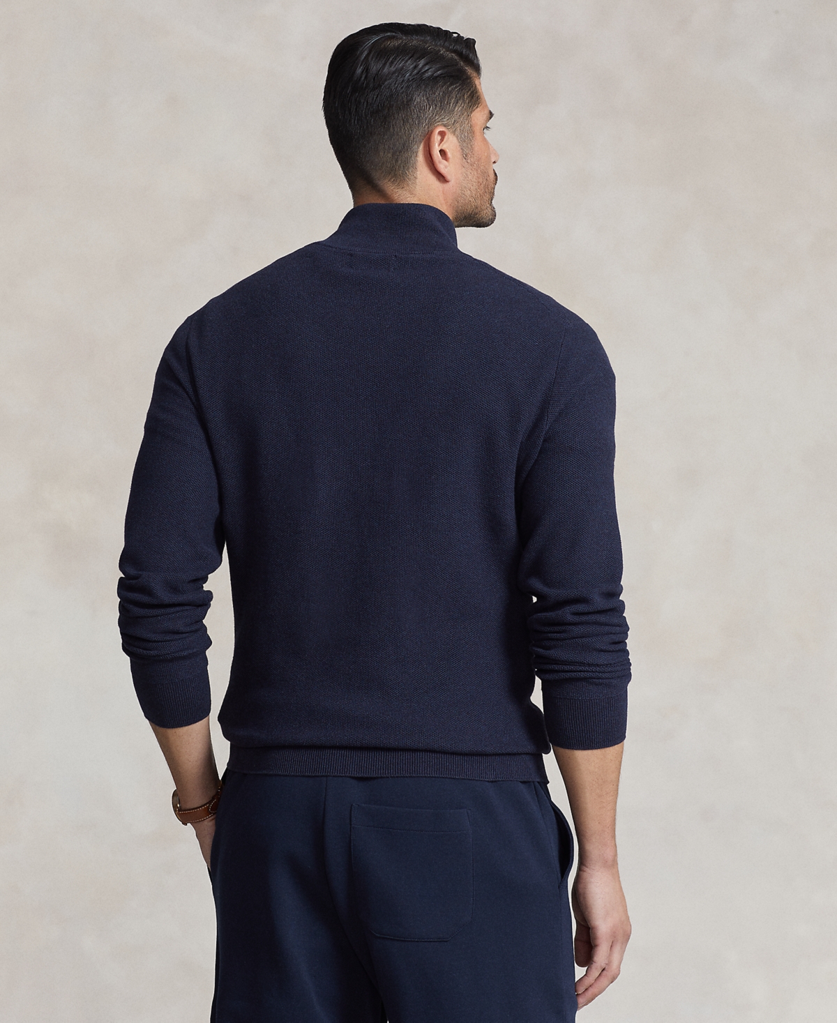 Polo Ralph Lauren Mesh-knit Cotton Quarter-zip Sweater In Brown