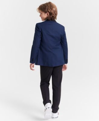 Tommy Hilfiger Big Boys Stretch Sharkskin Shawl Collar Sportscoat Oxford Shirt Dress Pants In Blue