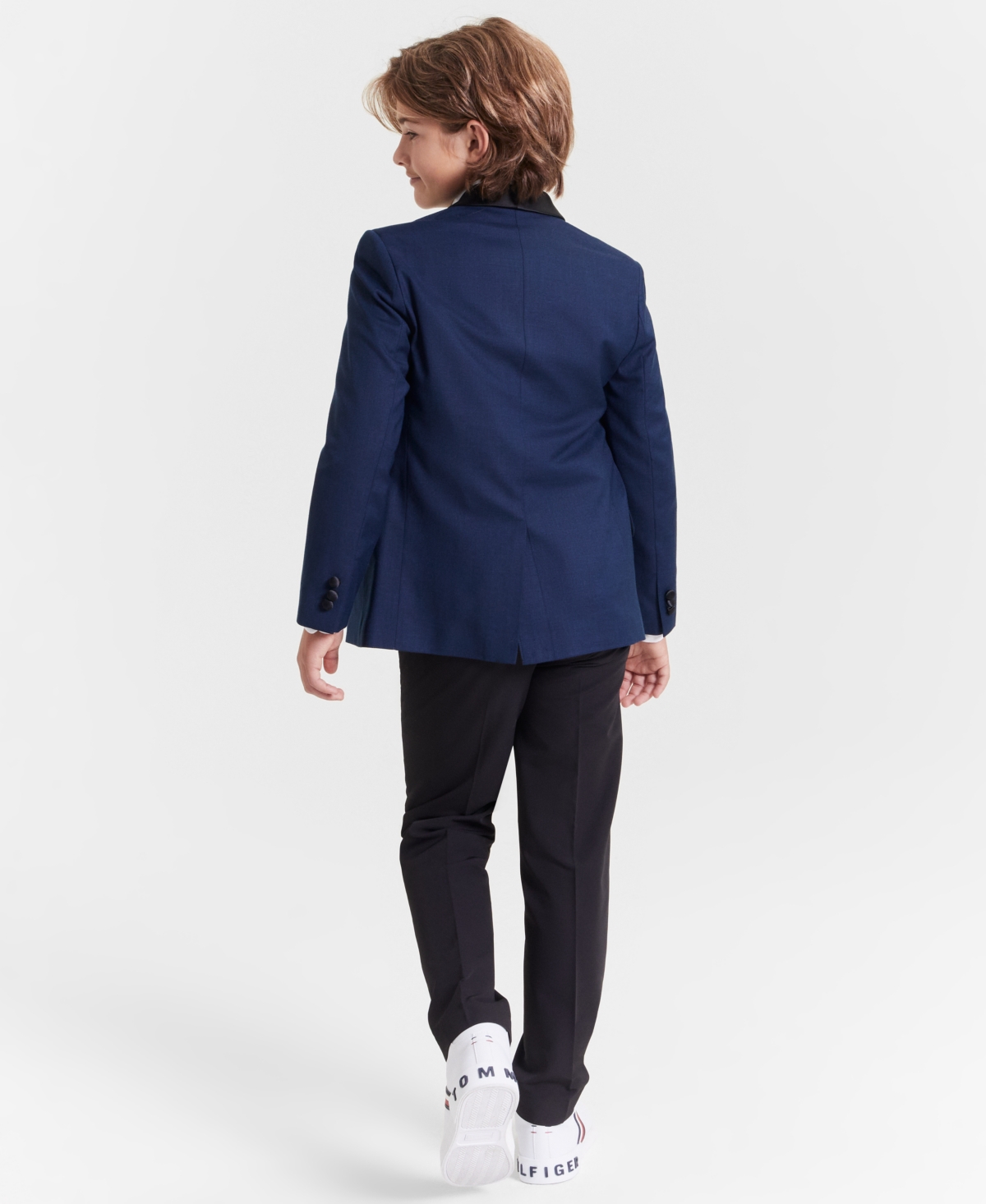 Tommy Hilfiger Big Boys Stretch Sharkskin Shawl Collar Sportscoat In Dark Blue