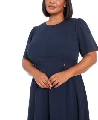 Plus Size Fit & Flare Scuba Crepe Midi Dress