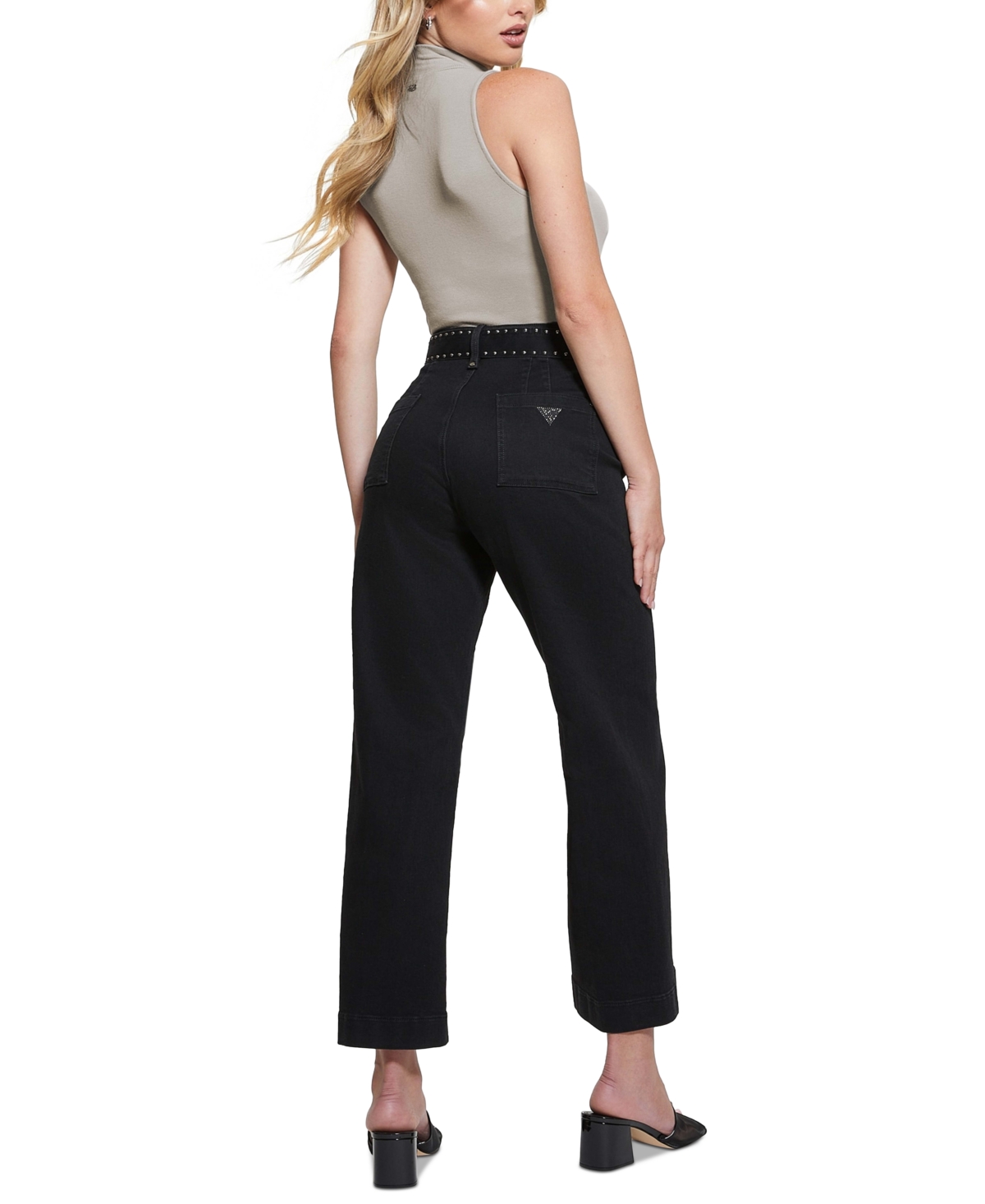 Shop Guess Women's Dakota High-rise Seamless Wide-leg Jeans In Dark Wash