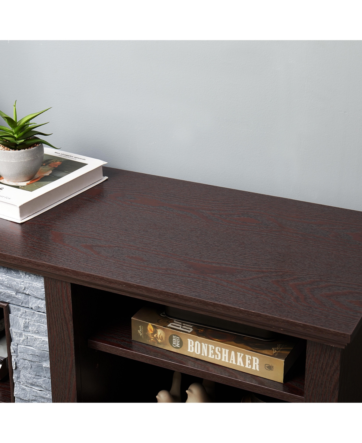 Streamdale Modern Faux Stone Tv Console with Storage Cabinet