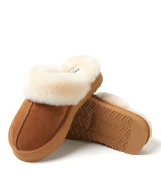 Fireside by Dear foams Women's Melton Genuine Shearling Platform Scuff Slipper