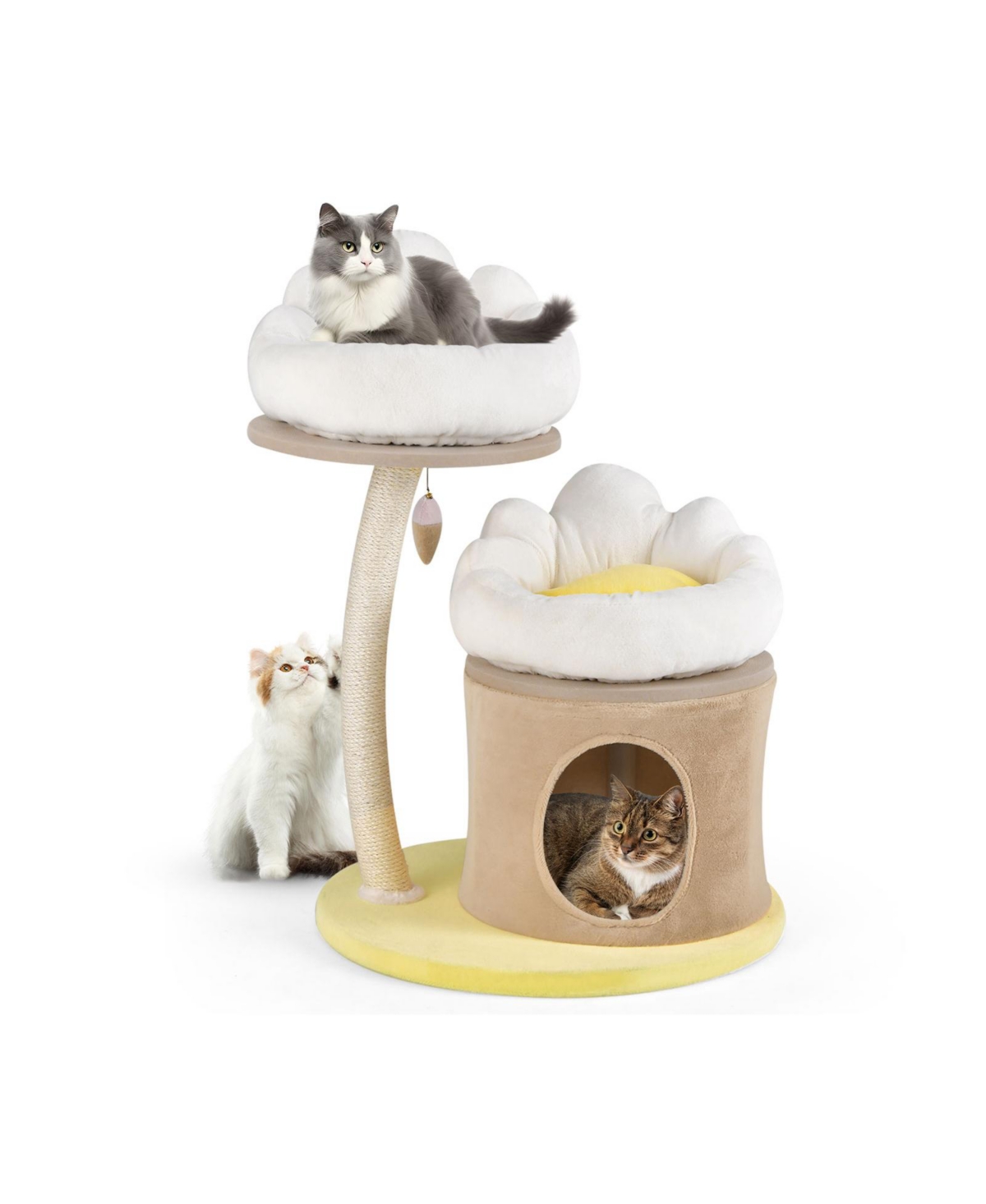 Givimo Cat Tree Cat Tower with 2 Removable and Washable Perches- White