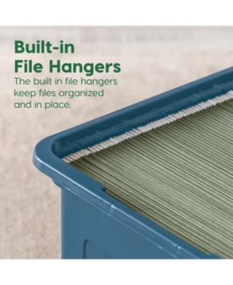 4Pack 35 Qt. File Organizer Plastic File Box for Letter/Legal File, Storage Bin with Durable and Secure Latching Lid, Stackable, Navy