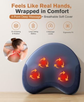 3D Shiatsu Massage Cushion Heat Therapy Neck and Shoulder Massager with Memory Foam