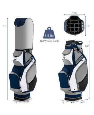 10.5 Inch Golf Stand Bag with 14 Way Dividers and 7 Zippered Pockets-Navy