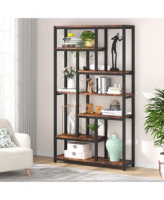 79 Inch Extra Tall Bookshelf, 7-Tier Vintage Bookcase, Industrial 10-Shelf Open Storage Shelves Display Shelves Organizer for Home Office